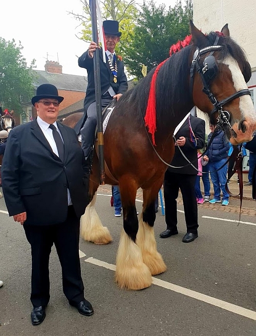 Rowell Fair - Bailiff seated on horse with Chief Halberdier alongside