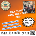 Poster showing that there is only 75 days left until Rowell Fair 2024