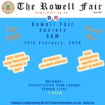 Social Media Post advertising the Rowell Fair Society AGM 2025 - 12th February 2025